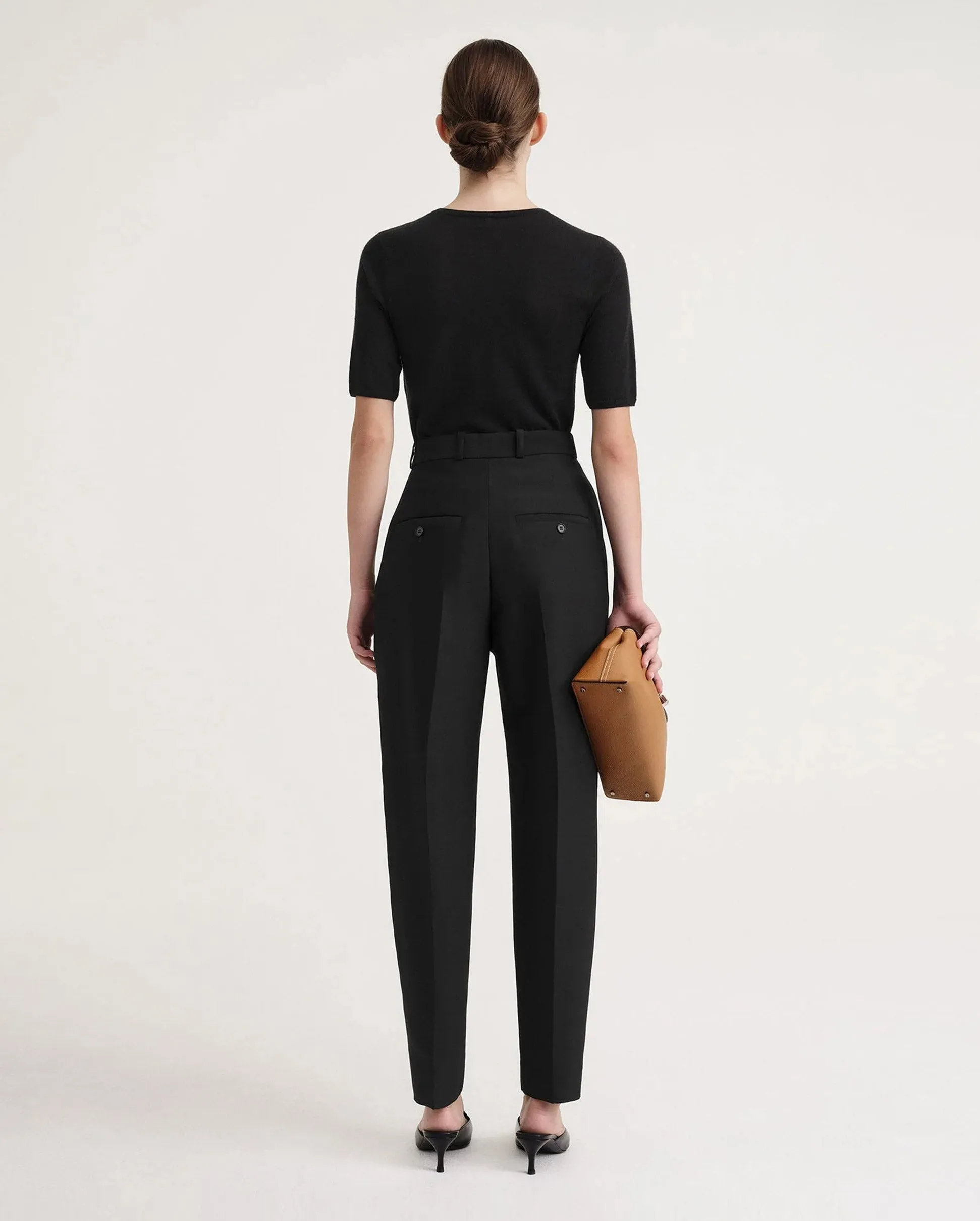 SEWN PLEAT EVENING TROUSERS / BLACK