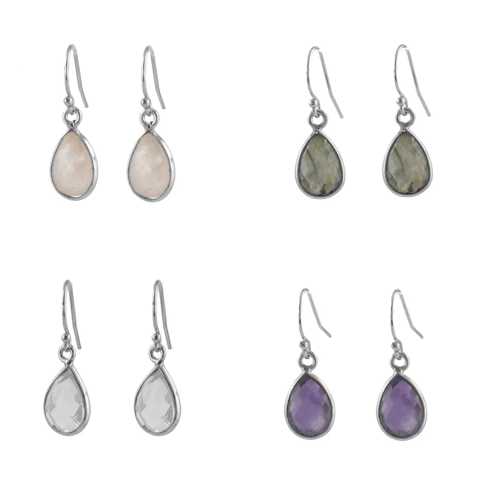 Simple Gem Teardrop Earrings