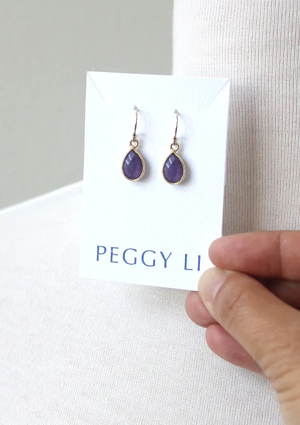 Simple Gem Teardrop Earrings