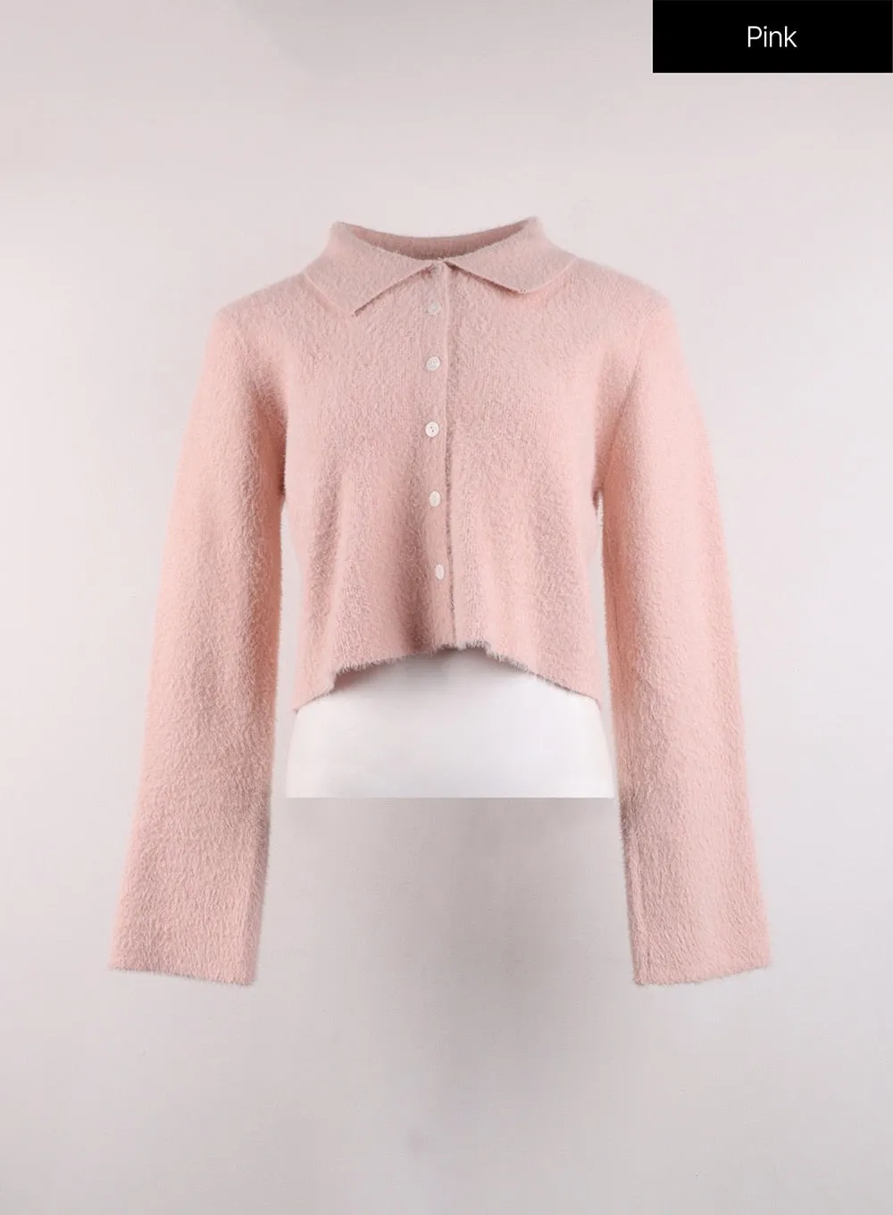 Solid Button Cardigan with Collar OJ417