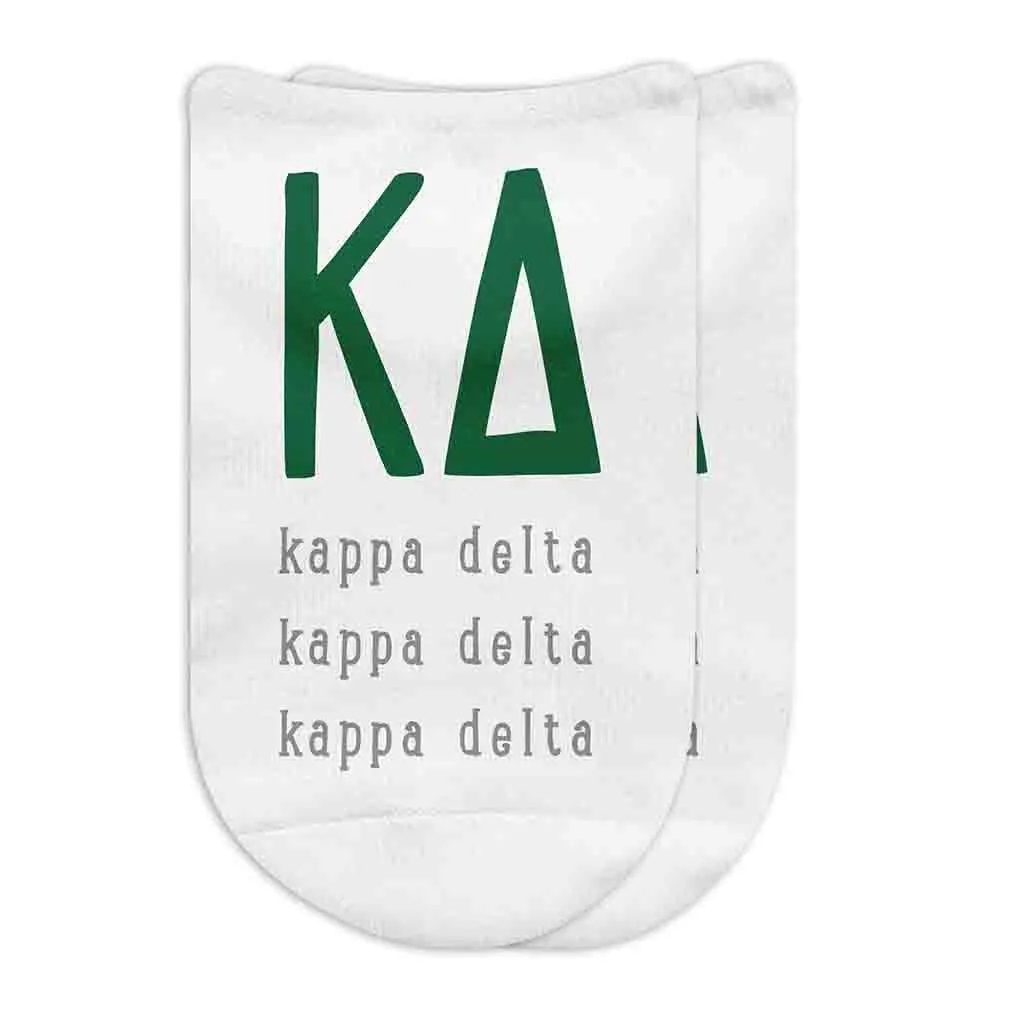 Sorority No Show Socks with Name and Letters