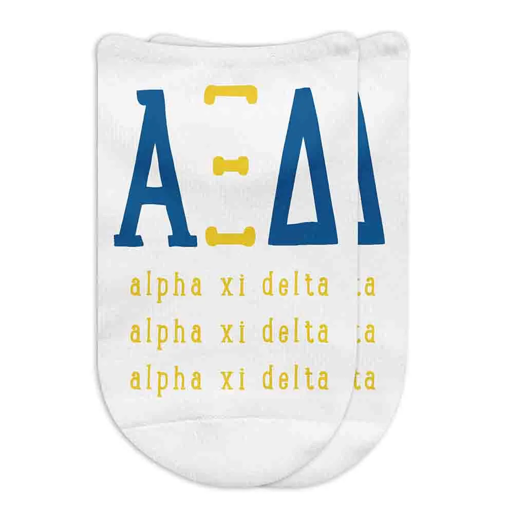 Sorority No Show Socks with Name and Letters