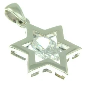 Star Of David Pendant In White Gemstone   925 Sterling Silver Necklace #8