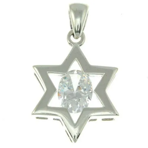 Star Of David Pendant In White Gemstone   925 Sterling Silver Necklace #8