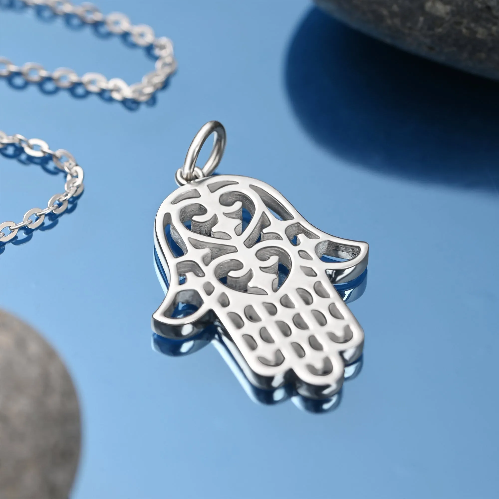 Sterling Silver Hamsa Hand Pendant