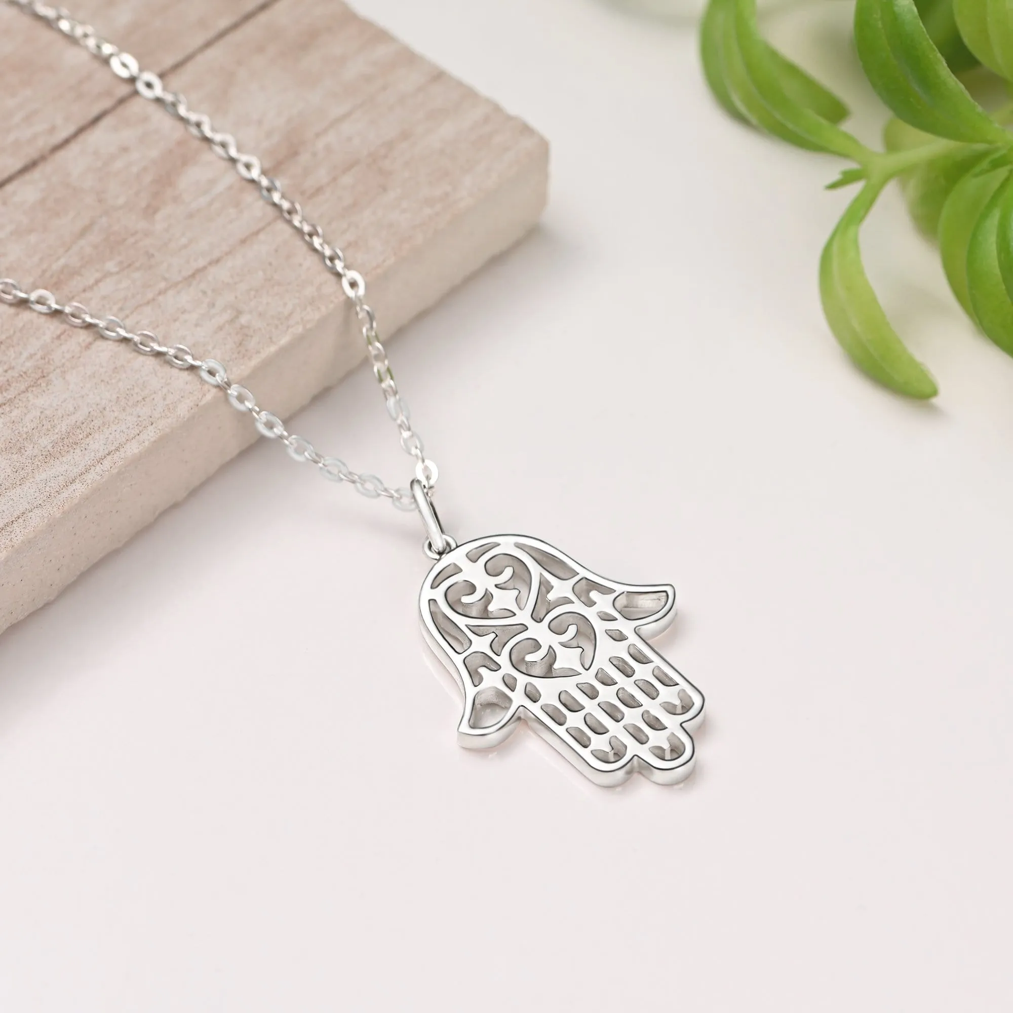 Sterling Silver Hamsa Hand Pendant