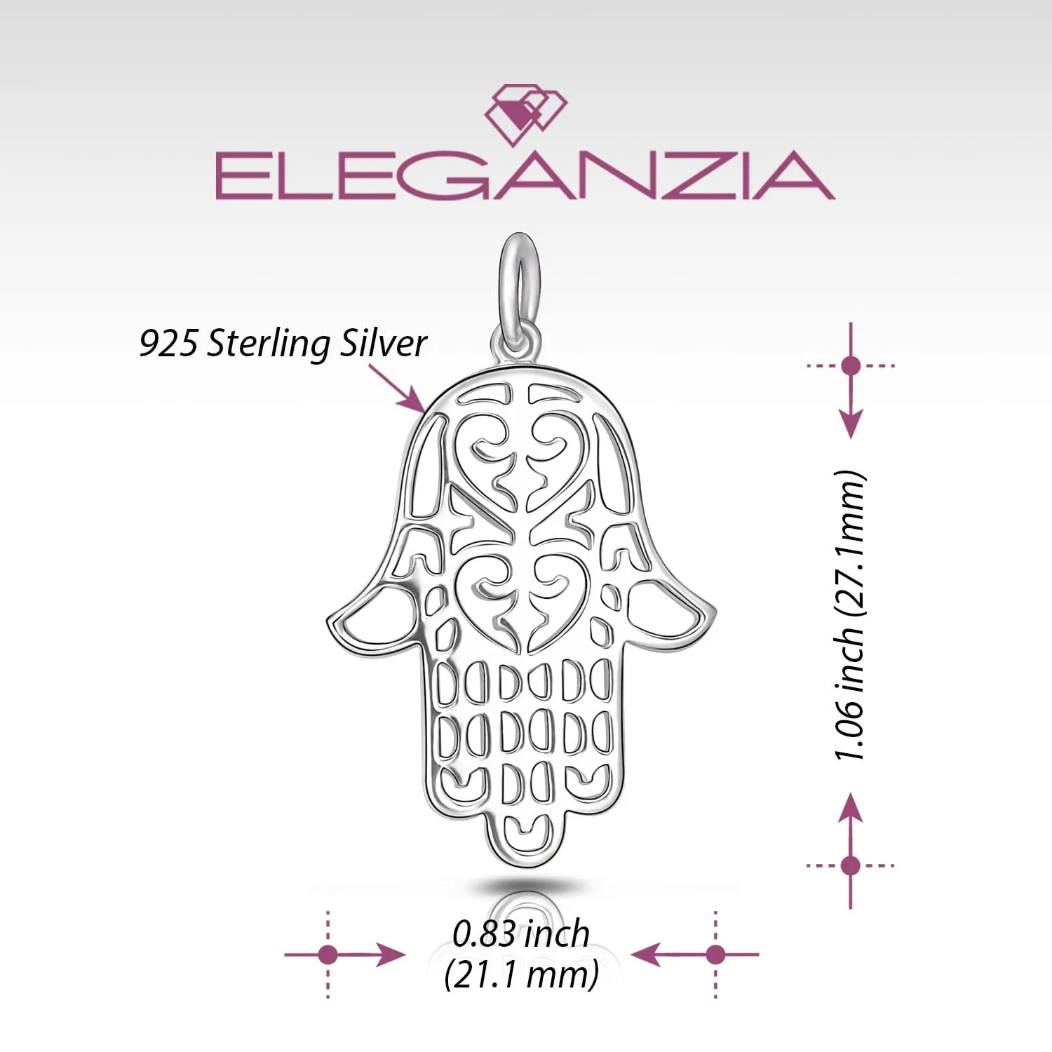 Sterling Silver Hamsa Hand Pendant