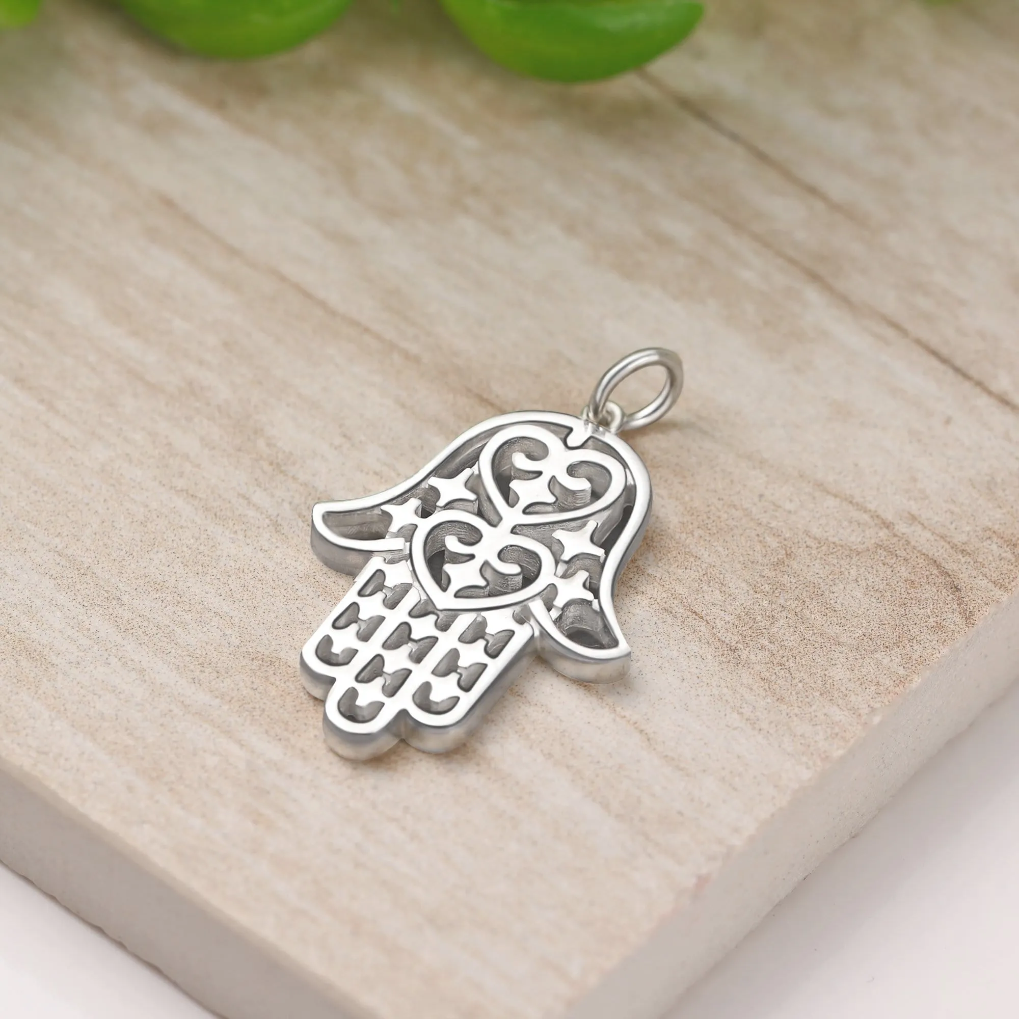 Sterling Silver Hamsa Hand Pendant