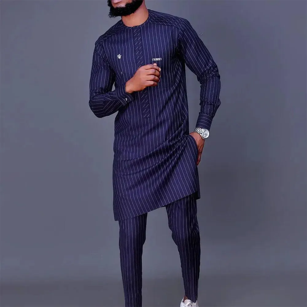 Striped Men African Clothing Set