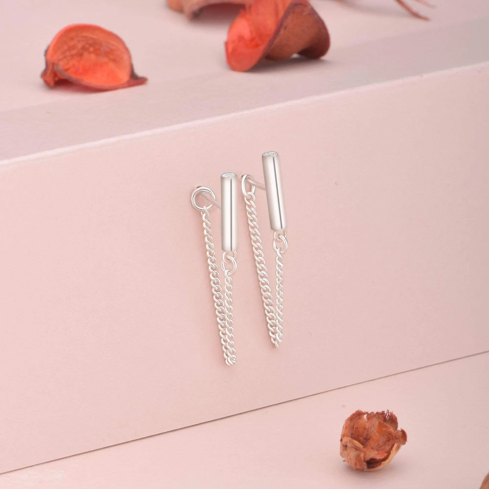 Stud Bar Earrings Silver Drop Earrings