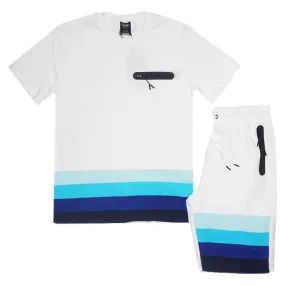 Sunset Stripe Short Set (Blue) /C7