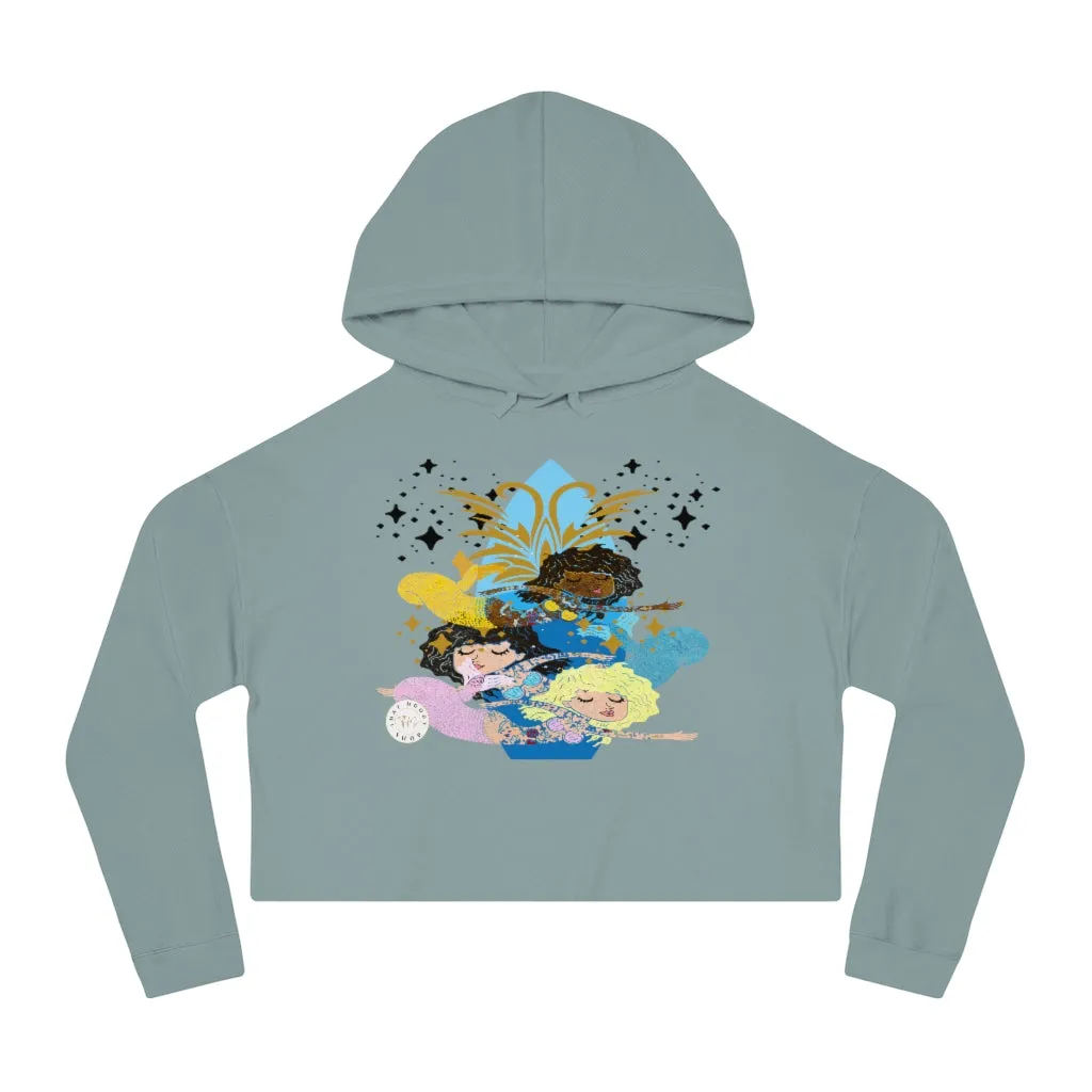 Three Mermaids Cropped Hoodie