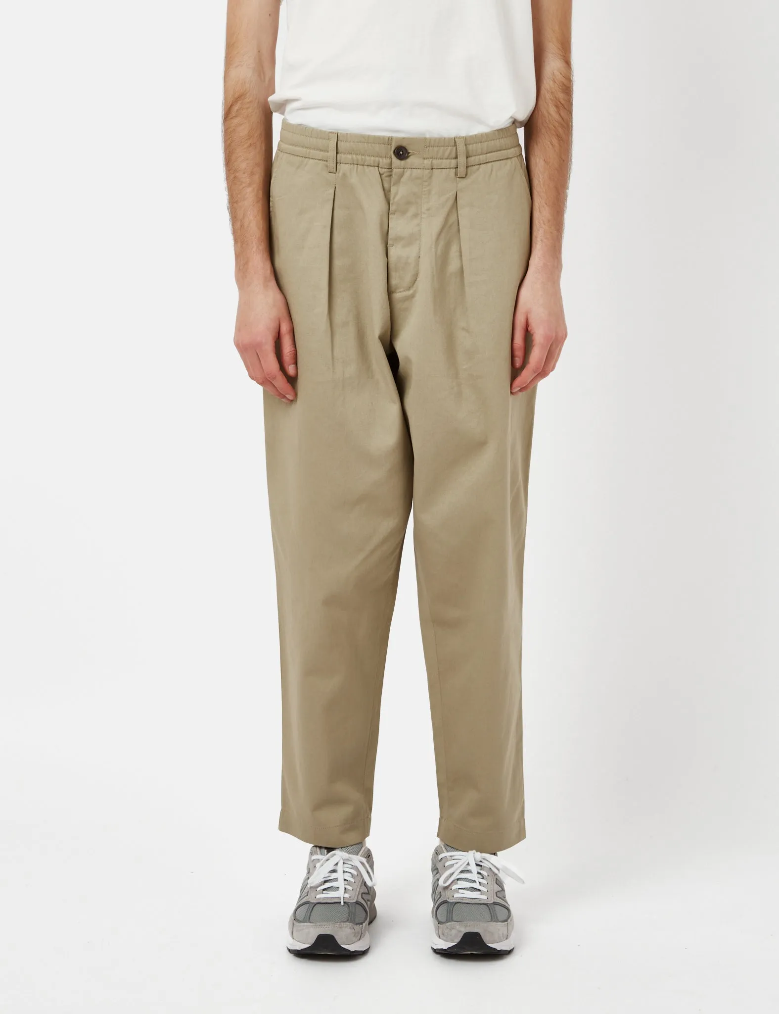 Universal Works Pleated Track Pant (Relaxed) - Stone Grey