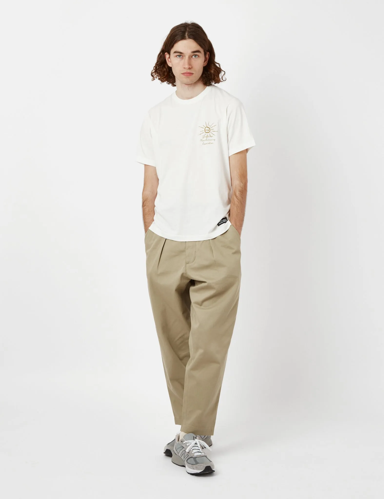 Universal Works Pleated Track Pant (Relaxed) - Stone Grey