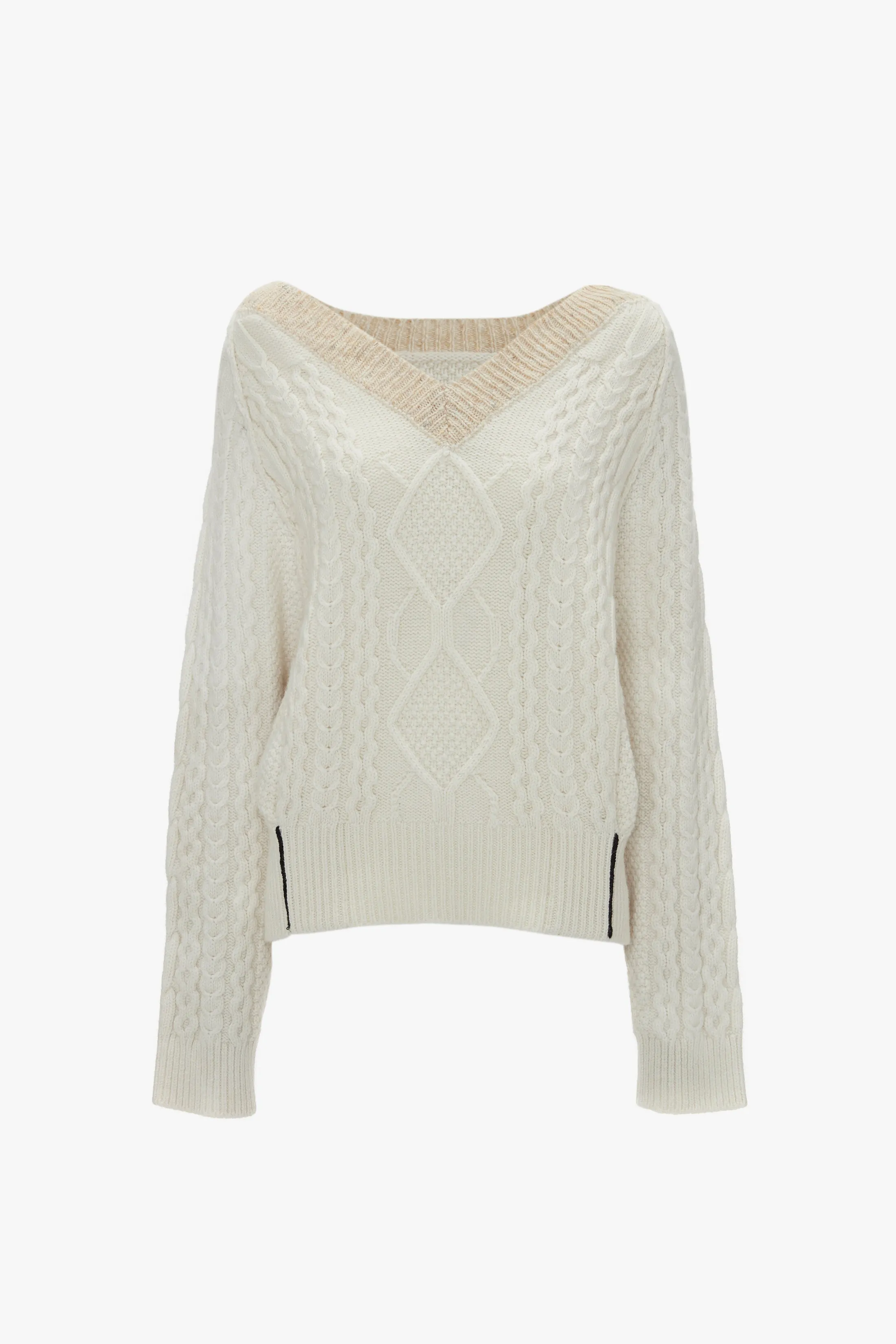 V-Neck Jumper In Natural