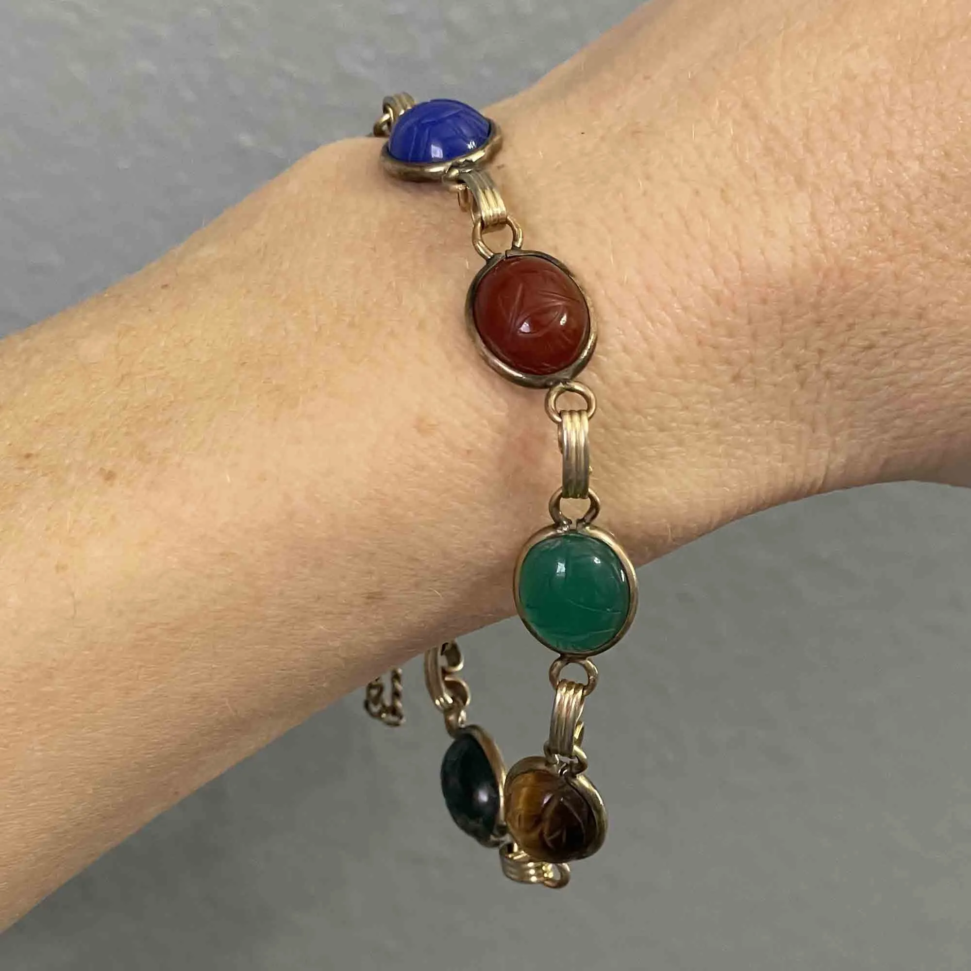 Vintage 12K Gold Fill Scarab Beetle Bug Bracelet