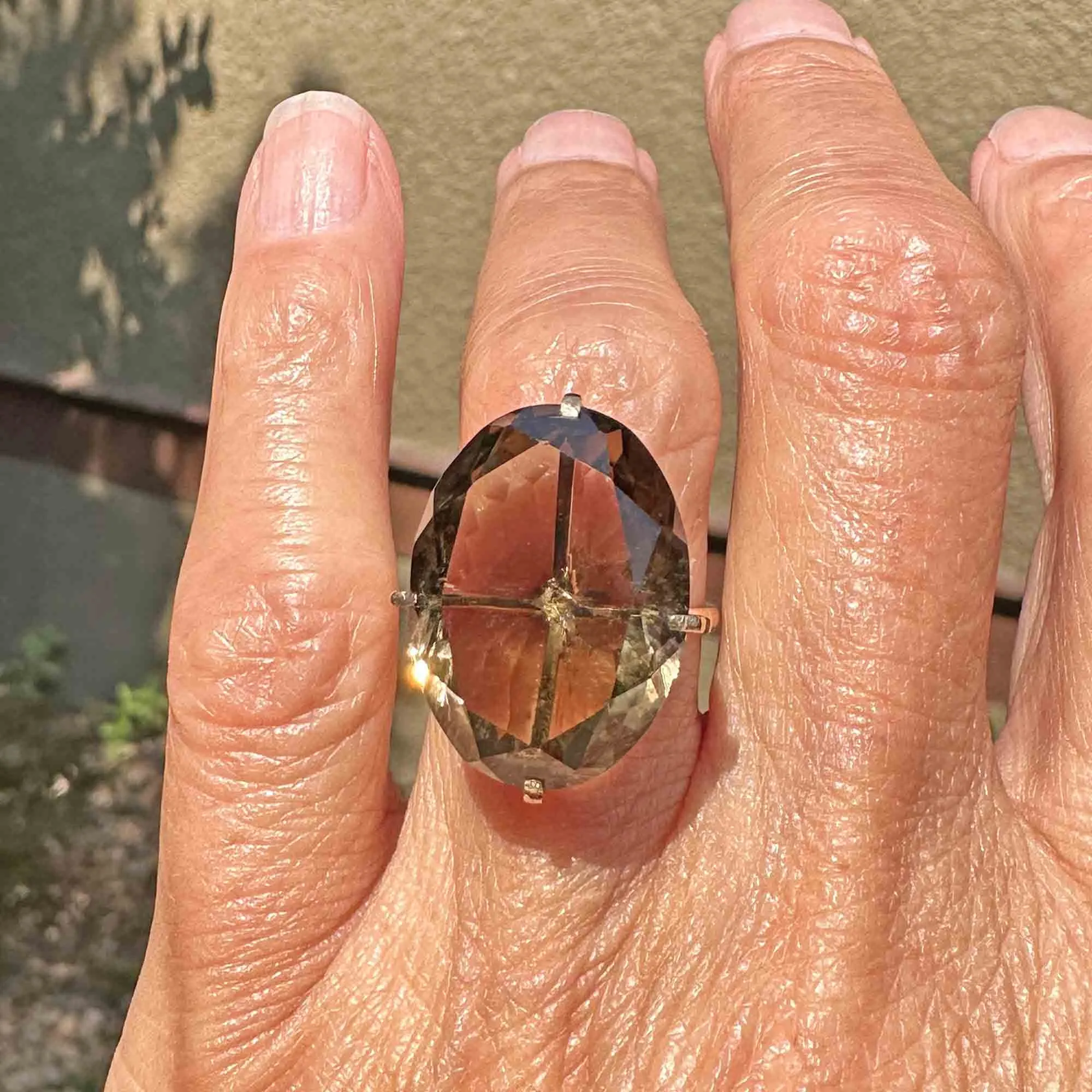 Vintage 14K Gold Smoky Quartz Ring, 10.5 CTW