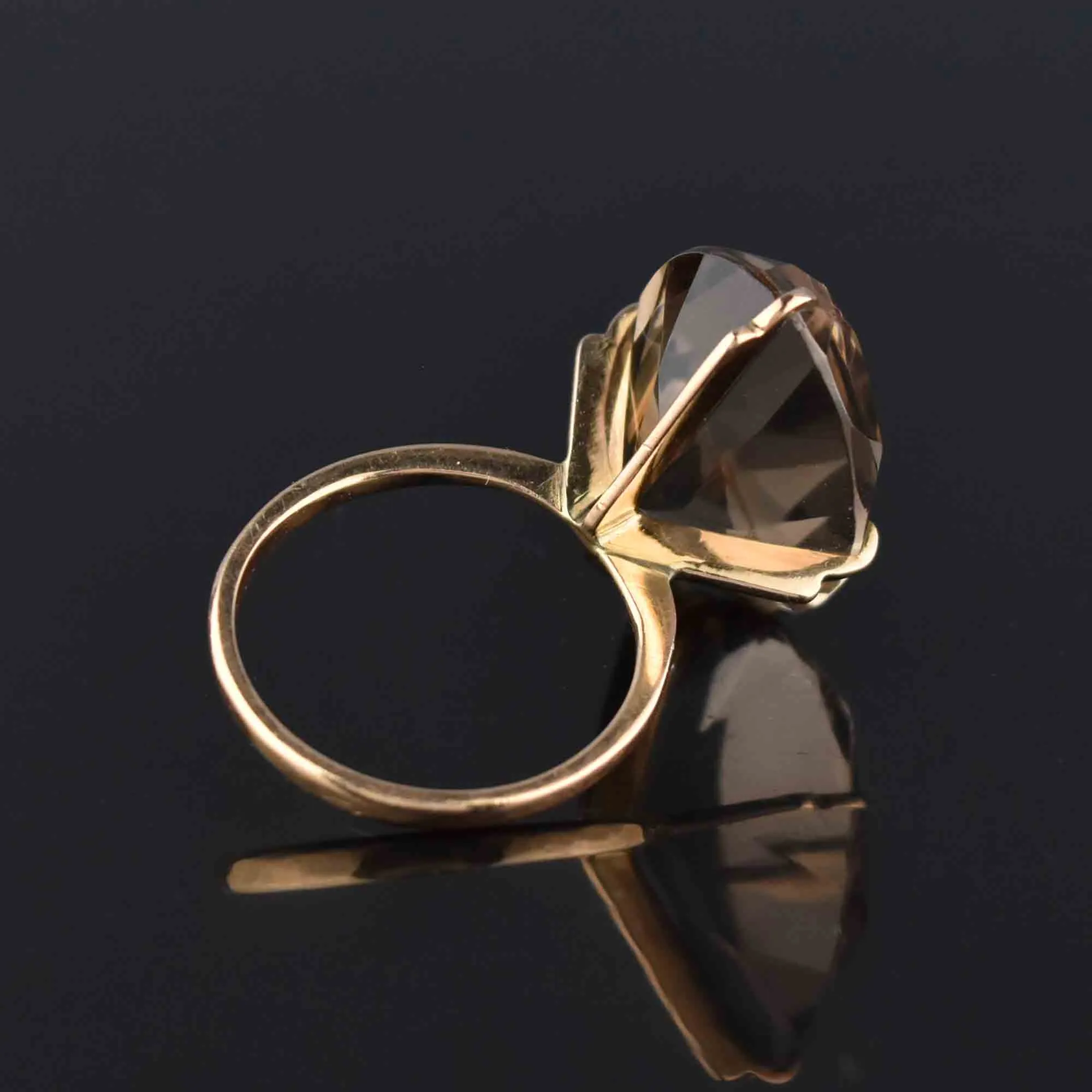 Vintage 14K Gold Smoky Quartz Ring, 10.5 CTW