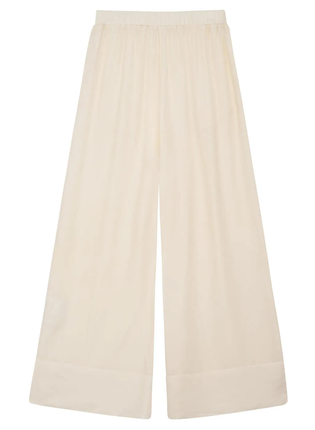 Viscose Satin Wide Leg Pant in Blanc