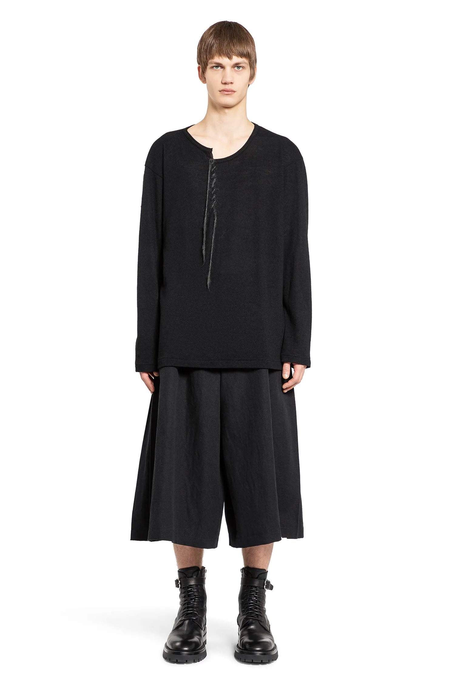 YOHJI YAMAMOTO MAN BLACK SHORTS & SKIRTS