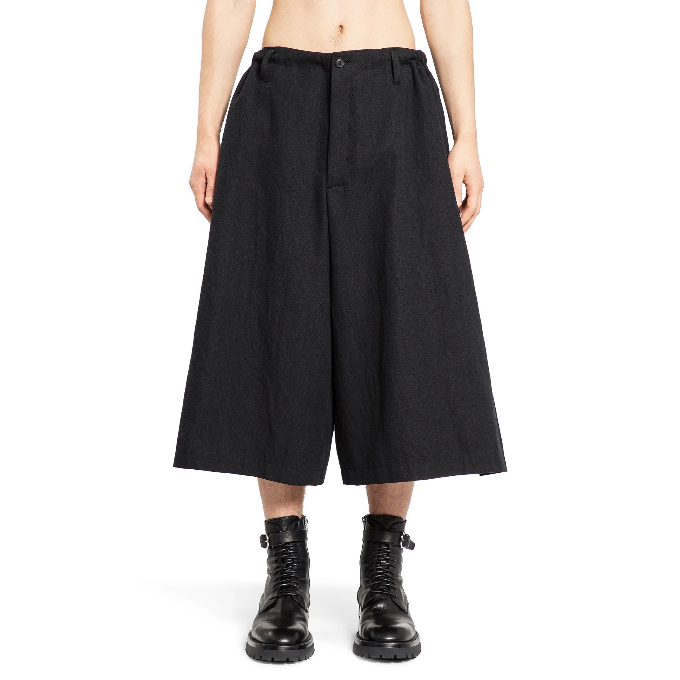 YOHJI YAMAMOTO MAN BLACK SHORTS & SKIRTS