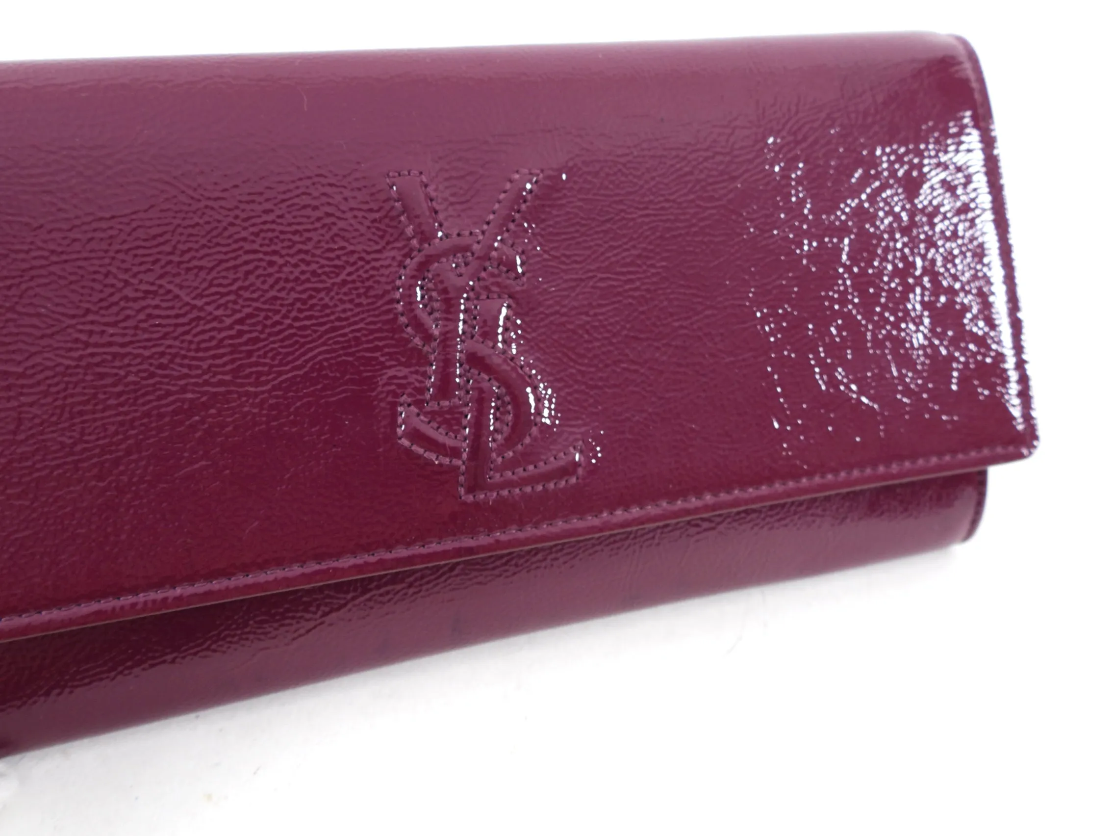 Yves Saint Laurent Plum Patent Belle De Jour Clutch Bag