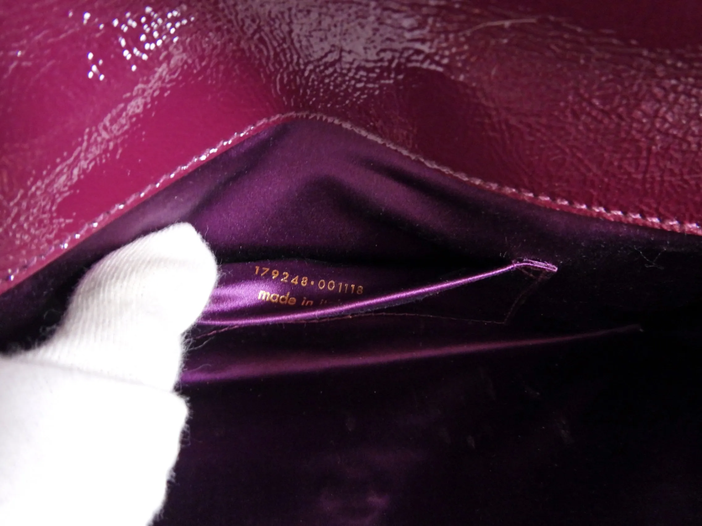 Yves Saint Laurent Plum Patent Belle De Jour Clutch Bag